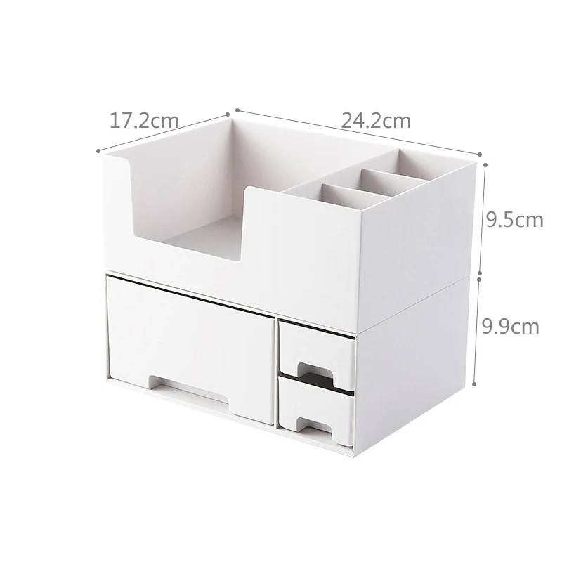 ONEUP двухслойная пластиковая коробка для хранения косметики, настольная коробка для хранения ювелирных изделий, органайзер для помады, органайзер для ванной комнаты - Цвет: White 1 Set