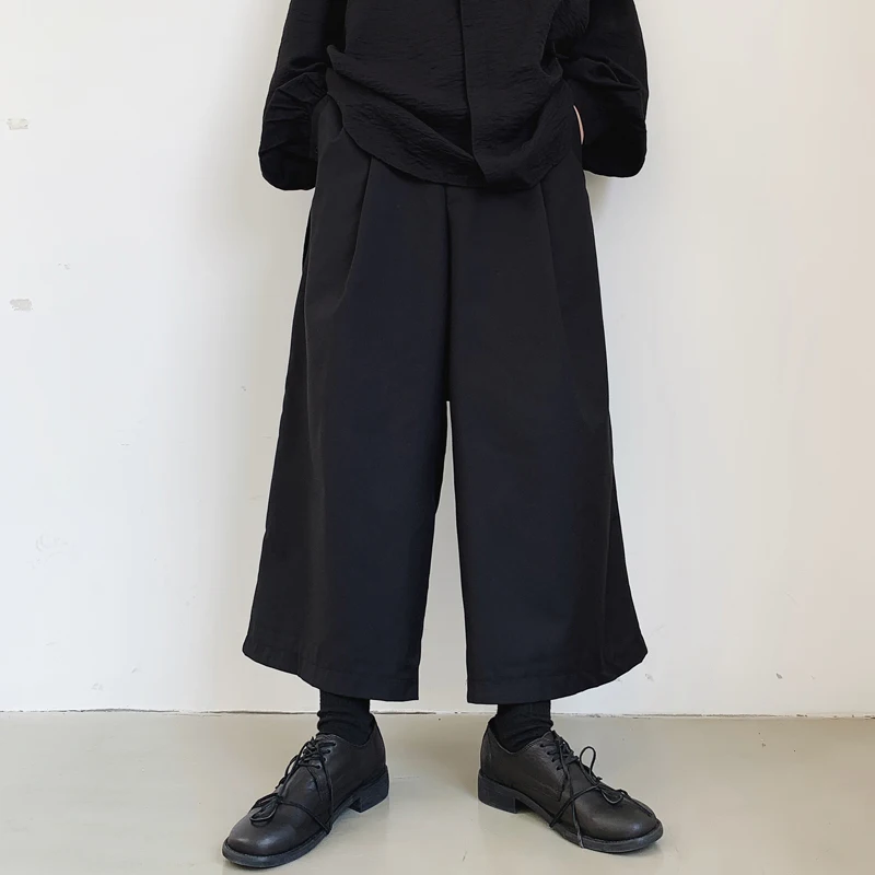 

M-XXL!! Summer dark men's loose straight nine points casual pants hair stylist youth wide leg pants men's trousers.