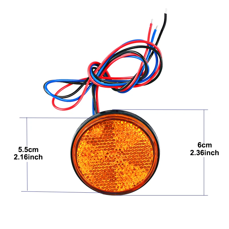 1 шт., 12 В, светодиодный фонарь-отражатель для автомобиля, мотоцикла, белый, красный, желтый, Круглый задний фонарь, стоп-сигнал, габаритный светильник для мотоцикла, скутера