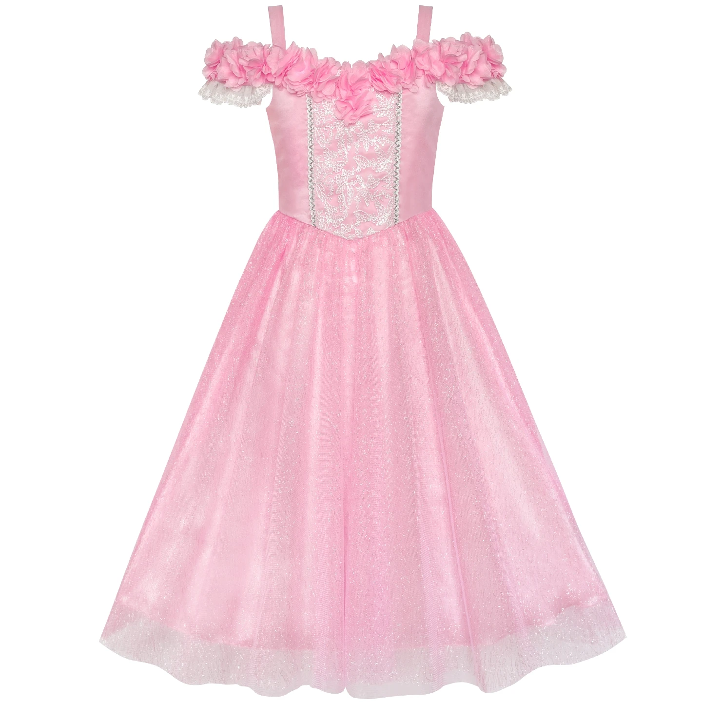 

Flower Girls Dress Pink Cold Shoulder Bridesmaid Wedding 2019 Summer Princess Party Dresses Girl Clothes Pageant Sundress