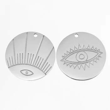 

Stainless Steel Round Tag Plate Pendant Print Engrave Your Design Logo Words Mirror Polished Wholesale 100pcs