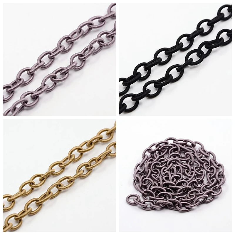 

1Strand 10x8x7mm Handmade Silk Cross Chains Loop for Jewelry Making DIY Findings Accessories, Oval, about 850mm/strand, 33.5"