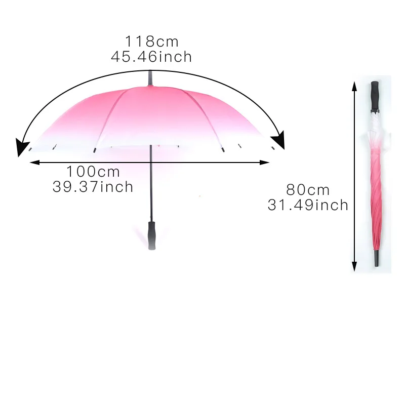 Градиентный прозрачный зонтик с длинной ручкой, ультра-светильник для женщин и детей, прозрачный зонтик от дождя, полуавтоматический женский зонтик