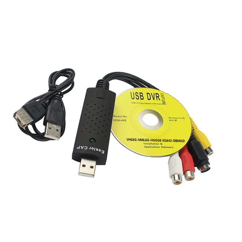 USB EasyCAP 2,0 легко колпачок Видео ТВ DVD VHS DVR колпачок адаптер легче колпачок USB видео колпачок поддержка Win10 привод бесплатно