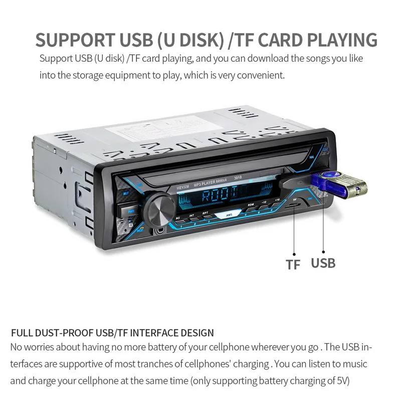 3,5 дюймов Съемная панель AM FM TF/USB Aux-In-Dash RDS+ 1 Din автомагнитола 12 В MP3-плеер Стерео Bluetooth громкой связи