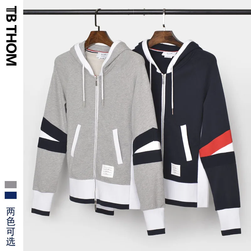 

TB THOM men's patchwork hoodies sweater fashion hooded cotton jacket men autumn casual jacket male