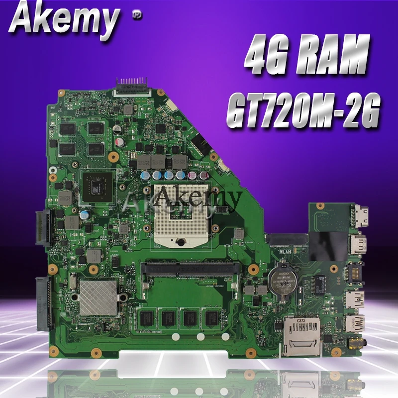 Дешево Akemy X550VC материнская плата для ноутбука ASUS X550VC R510V X550V X550 тесты оригинальная 4 г оперативная память GT720M 2G