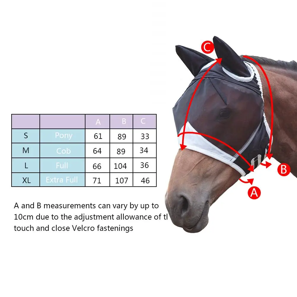 Лошадь муха маска на пол-лица щит сетка маска лошади уха крышка Анти комары мухи насекомые маска лошади Защитная крышка товары для домашних животных