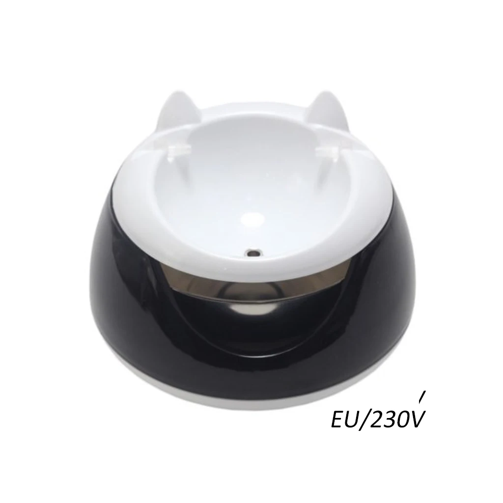 Автоматическая кормушка для кошек, маленькая собака, кошка, Электрический фонтан для кошек, USB со светящимся светильник, домашние животные, кролик Ispenser, поилки - Цвет: Black white EU 230V