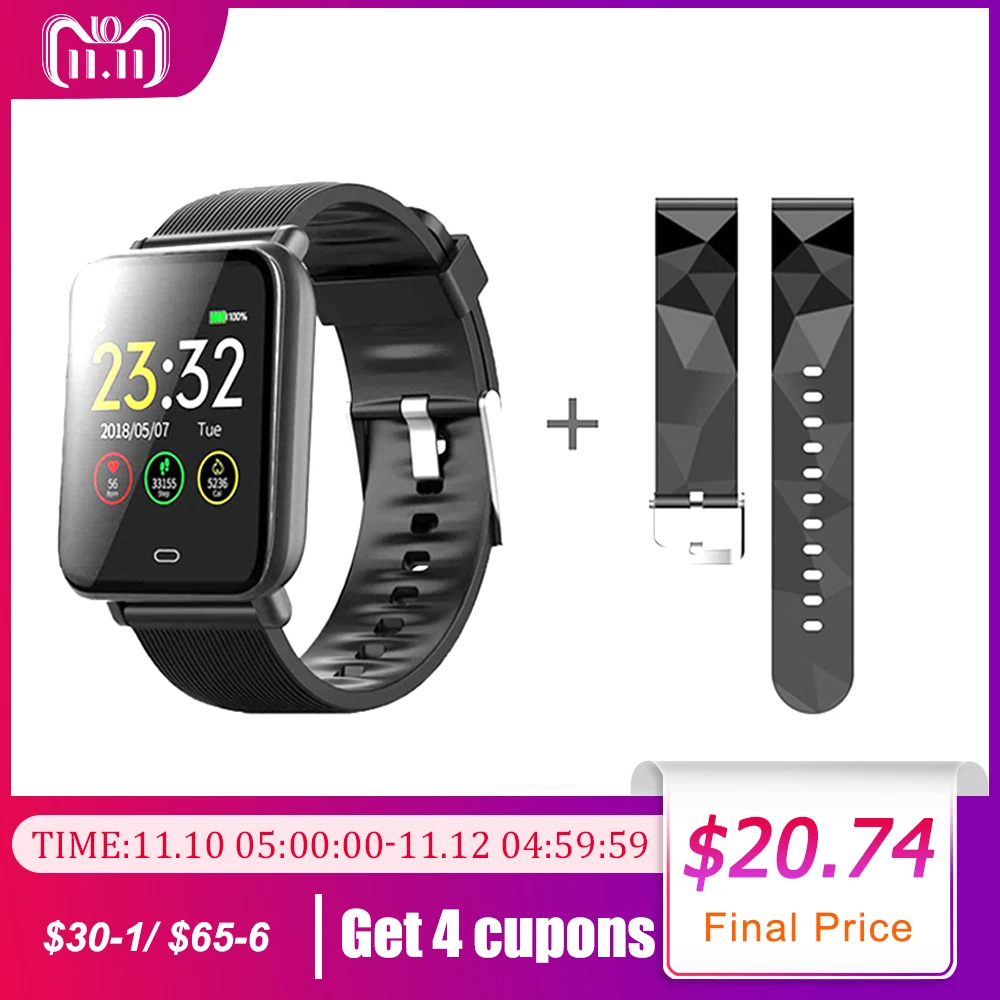 

Diggro Q9 Smart Watch Blood Pressure Heart Rate Monitor IP67 Waterproof Sport Fitness Trakcer Watch Men Women Smartwatch 2 Strap