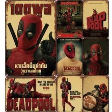 Винтажный Забавный супергерой Дэдпул металлическая жестяная вывеска плакат художественного фильма кафе, бар, паб металлическая тарелка декоративные дощечки с рисунком домашний декор