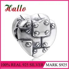 Чистое серебро бренд сердце амулеты «сделай сам» бусины, подходящие для подвесок-шармов Серебро 925 оригинальные браслеты breloque pulseira бусины с символами