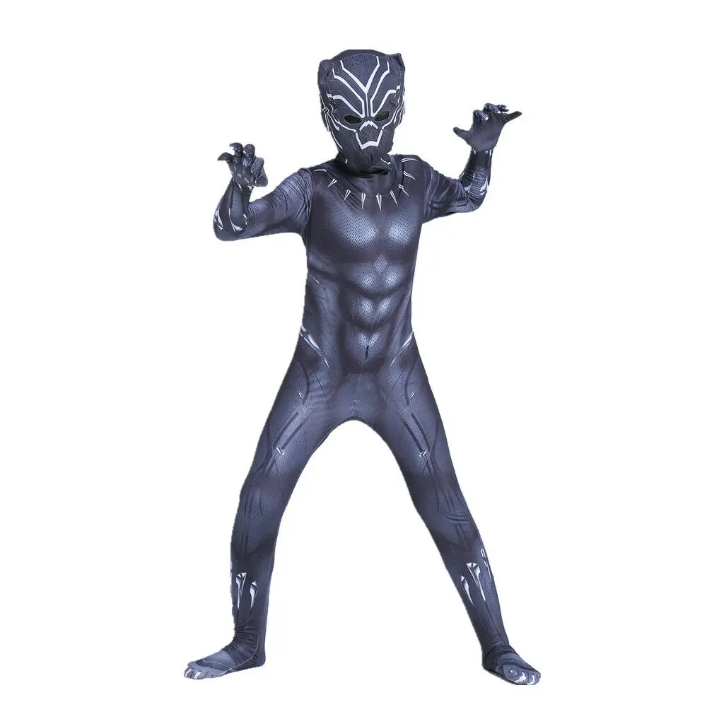 

Kid Black Panther T'Challa Wakanda Cosplay Costume Halloween Zentai Bodysuit