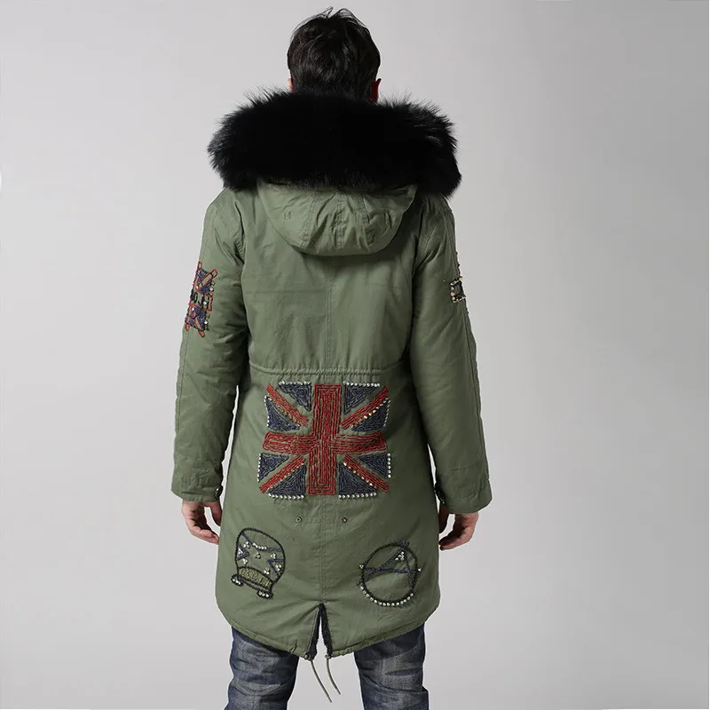 ArmyGreen Small CELINO Mens Faux Fur Hoode Utility Jacket Faux Shearling Lined Top Quality Coat 