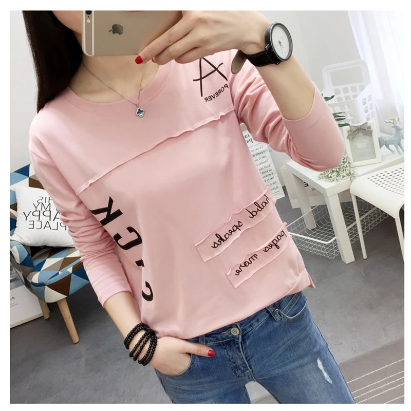

2017 Korean New Autumn Women Long Sleeve T-shirt Fashion Letter Printed Kawaii Student T shirt Casual Women Tops Roupa Feminina