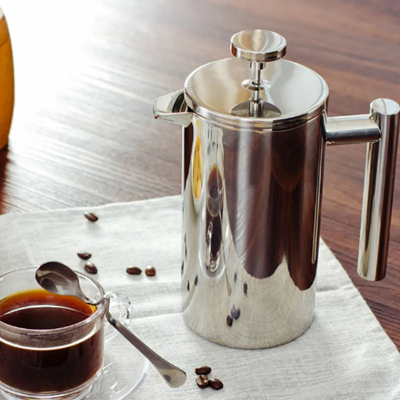 French Press Coffee Pot Double Walled Stainless Steel Coffee Maker