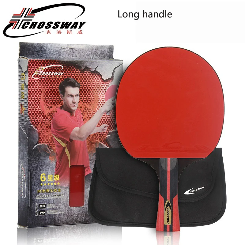 واحد قطعة المطاط مضرب ترابيزة تنس مضرب طويلة مقبض قصير بينغ بونغ مجداف مضرب الجدف مزدوجة الوجه الزيزفون 6 نجوم