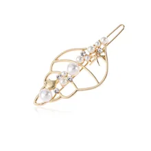 Заколки для волос для Новинки для женщин Творческий жемчужные полой оболочки раковины Шпилька Мода сплав сбоку клип Дамы мяч аксессуары для волос G0508