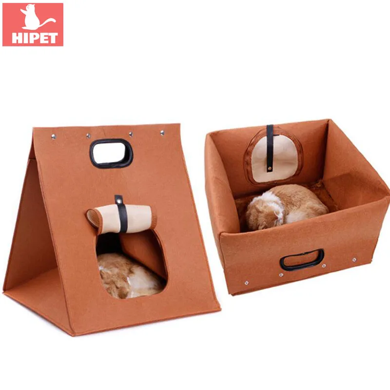 

HIPET Felt Puppy Cat nest House Foldable Washable Outdoor Portable Pet Carrier Cage Small Dogs Kitten Sleeping Bed Cave