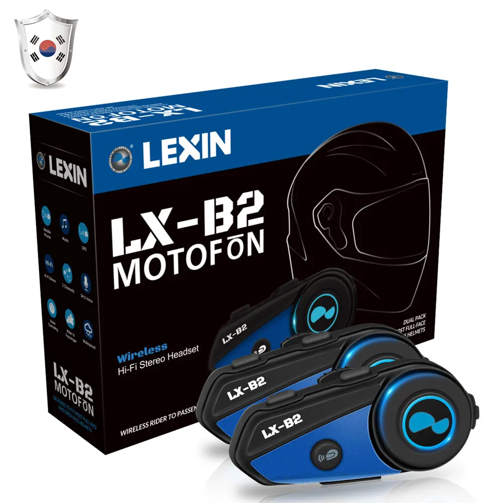 

Lexin 2PCS B2 motorcycle helmet bluetooth headsets intercom, Universal pairing moto wireless BT interphone Music Mp3
