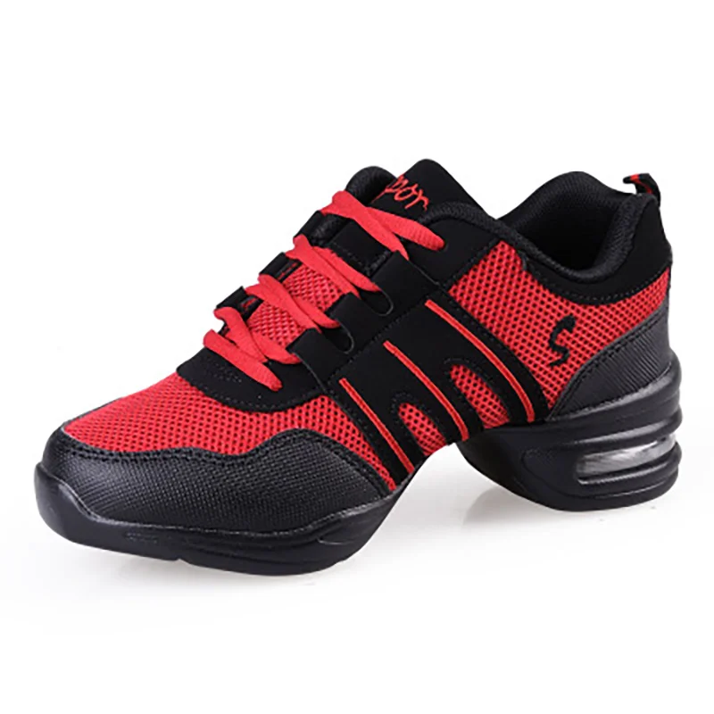 LUCYLEYTE/спортивная обувь с мягкой подошвой; дышащие танцевальные туфли; кроссовки для женщин; тренировочные туфли; современные танцевальные джазовые туфли; кроссовки - Цвет: Black  Red