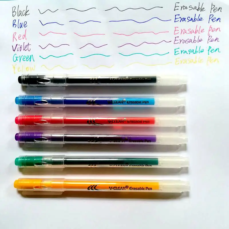 

VCLEAR Erasable Pen Frixion Refill 0.7mm Gel Ink Friction Pen 6 Colors Heat Erasable Gel Pen Stationery Ink Pen School Supplies