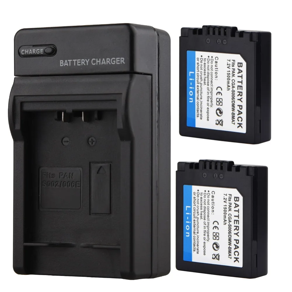 

1500mAh CGA-S006 DMW-BMA7 CGR-S006E Rechargeable Battery+Charger For Panasonic Lumix DMC-FZ7 FZ8 FZ18 FZ35 FZ28 FZ38 FZ30 Camera