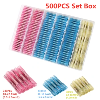 

500PCS/Set Waterproof Heat Shrink Butt Connectors Electrical Wire Splice Cable Crimp Terminals Connectors AWG 22-10 Kit