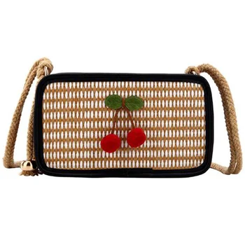 

TFTP-Summer Women'S Bag Cherry Woven Diagonal Cross Bag Small Bag Sequin Net Red Mini Crossbody Bag