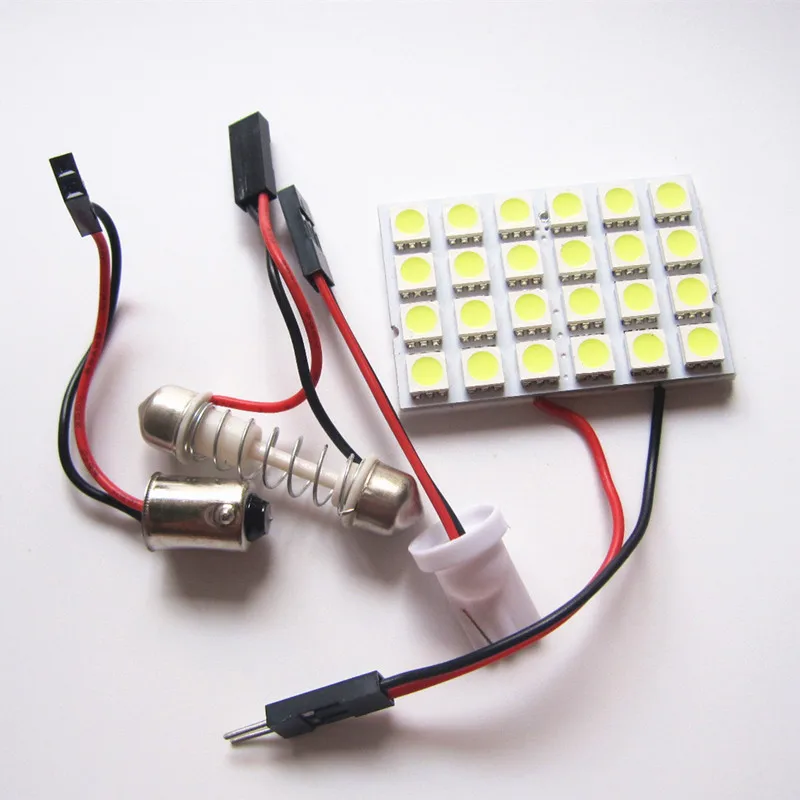100 шт. авто светодиодный светильник T10 W5W гирлянда BA9S 24SMD 5050 чип 12 В Белый Синий