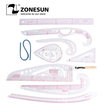 

ZONESUN Ruler Curves Screwing Tool Set Multifunctional 9pcs Clothes Design Rulers For Measurement