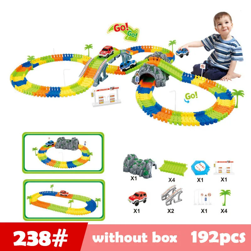 Магический трек Электрический рельсовый Автомобиль DIY Flex Railway Roller Coaster