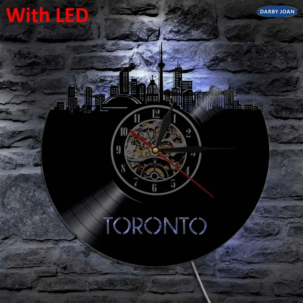 Toronto Cityscape Vinyl Record Decorative LED Wall Light Modern Design