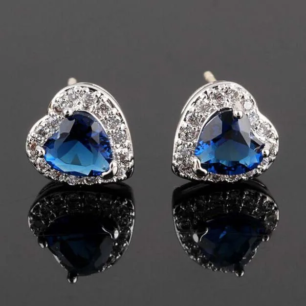 

Love blue zircon-plated white gold earrings