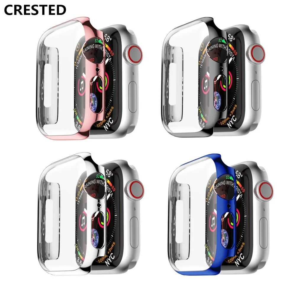 CRESTED экран защитный чехол для Apple Watch 4 band 4 44 мм 40 мм Caso iwatch серии 4 ударопрочный корпус Рамка протектор