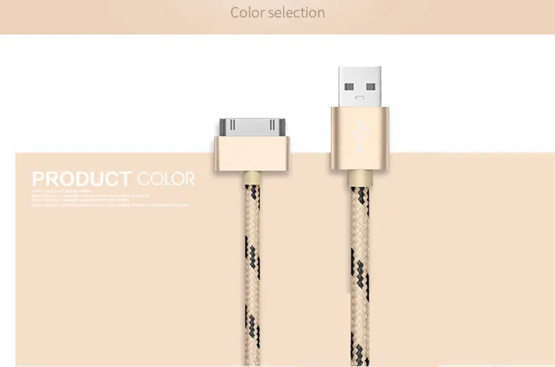 SUPTEC 2.4A USB кабель для iPhone 4S 4 2 м 3 м нейлоновый Плетеный 30 Pin кабель для быстрой зарядки и синхронизации данных для iPad 1 2 3 iPod Nano