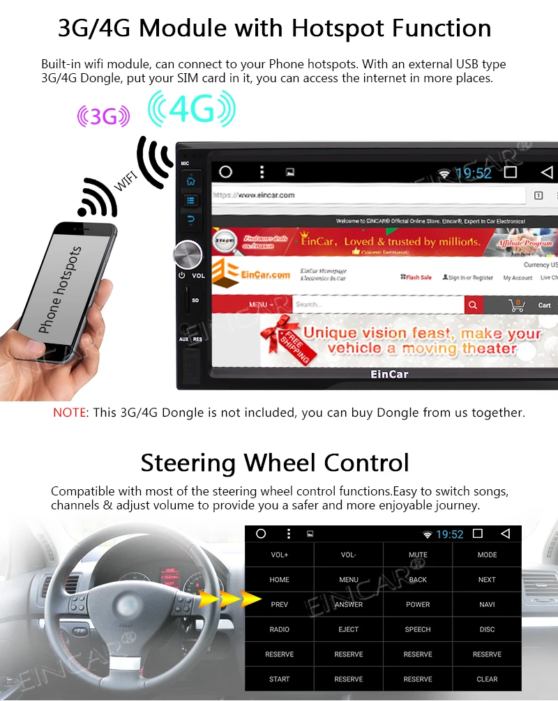 Discount Touch Screen Car Stereo Supports Bluetooth 2 Din Mirror Link Android 7.1 HD Touch Screen Split Screen Steering Wheel Control GPS 4
