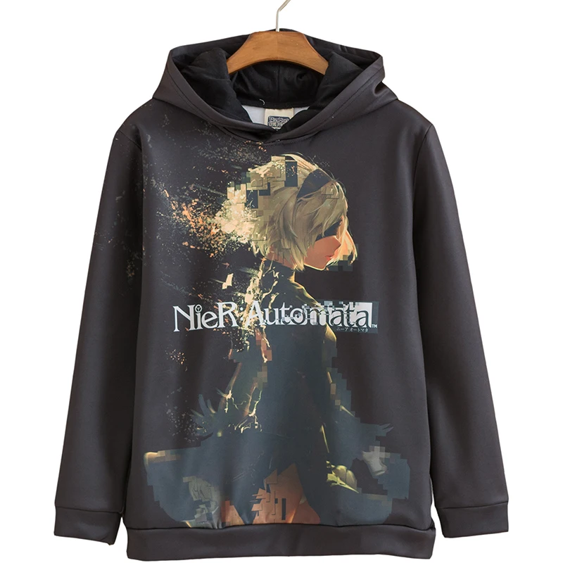 [STOCK]Game NieR Automata Figure 2B Full Color Printed Fleece Pullover Top Cosplay Hoodie Jacket NEW 2018 free ship