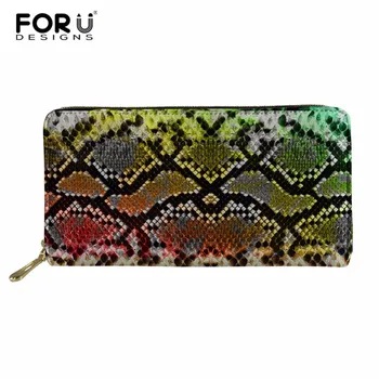 

FORUDESIGNS Serpent Zipper Purse Money Purse Portable Multifunction Long Female Clutch Travel Wallet Portefeuille Femme Cuir