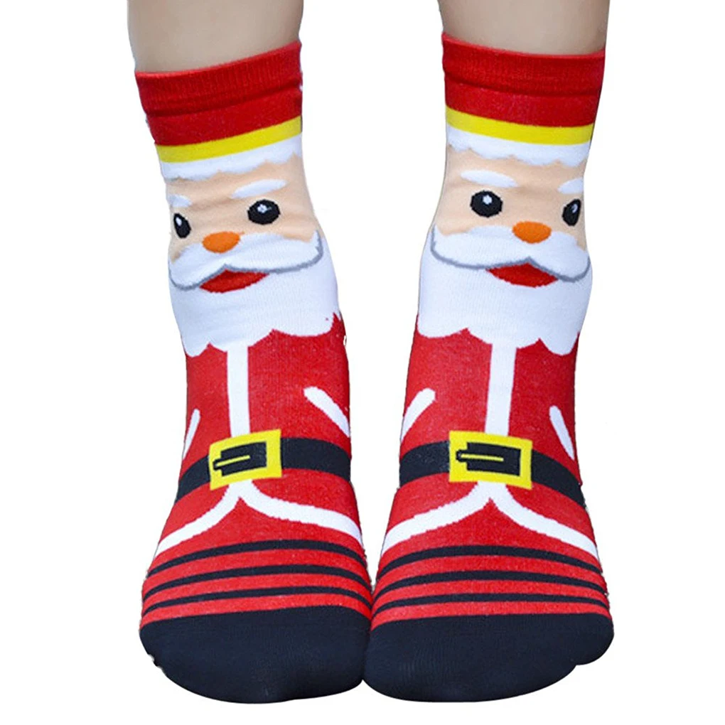 1 пара, хлопковые носки-тапочки с 3D рисунком Санта Клауса для женщин и девочек, держатели для подарков