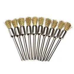 Brosse métallique en laiton Durable en forme de stylo pour polissage industriel, 10 pièces, 6MM, diamètre de la tige 3MM 