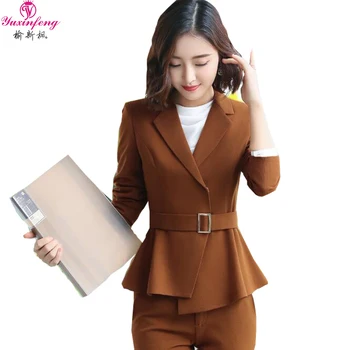 

Yuxifeng Spring Plus Size Blazers and Jacket Women Belted Long Sleeve V Neck Office Ladies Work Blazers Formal Coats S-4XL
