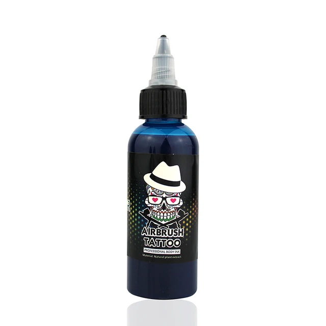OPHIR 60 ML/Bottle Airbrush Ink Black/Red/Blue/Tattoo Color for Body Paint Temporary Tattoo Ink Pigment Body Art Color _TA099-1 BLUE