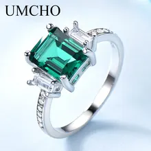 UMCHO, зеленый изумруд, натуральная 925 пробы, серебряные кольца для женщин, кольцо с драгоценным камнем для принцессы, свадебное романтическое ювелирное изделие, подарок, новинка