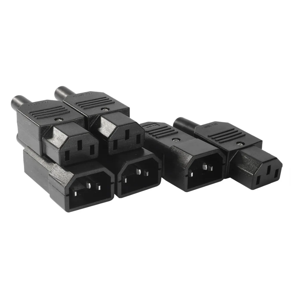 

UXCELL 6pcs/3Pair AC250V 10A 3 Pins Terminals Panel Mount IEC C14 Male + C13 Female Inline Adapter Plug Power Socket Connectors