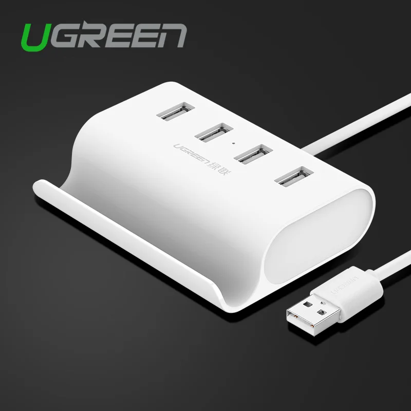 USB 2 0 4 Port HUB Splitter adapter with micro usb power stand in white 50cm