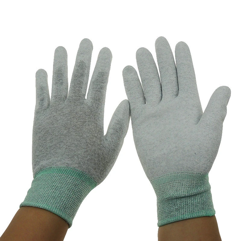 Antistatic Polyester Fabric Gloves ESD PU Coated Palm Fit /Top Fit