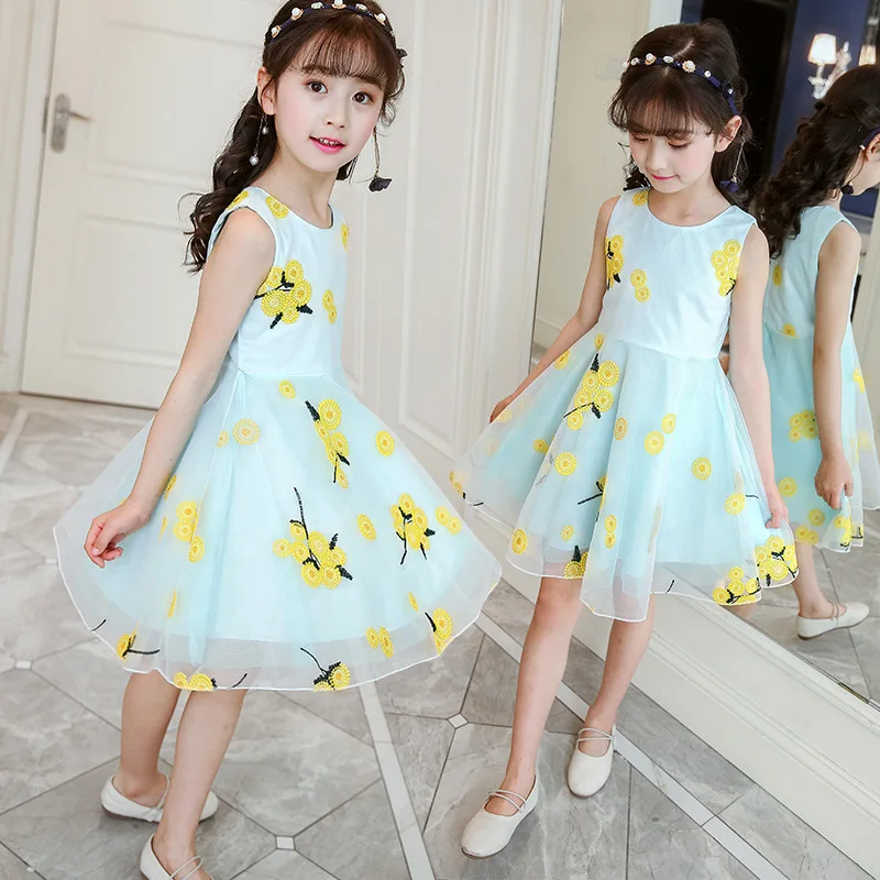 2019 Summer New Girls 'Children's Dress Sunflower Dress Princess Skirt