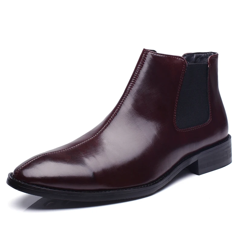 Misalwa Spring Winter Fur Men's Chelsea Boots Leather Casual Shoes Male British Style Slip-on Wedding Dress Short Boot For Man Misalwa Spring Winter Fur Men's Chelsea Boots Leather Casual Shoes Male British Style Slip-on Wedding Dress Short Boot For Man