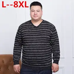 Большой 10XL 8XL 6XL 5XL 4XL свитер Для мужчин 2018 Весна Новый свободная посадка полосатые трикотажные свитера мужской плюс Размеры пуловеры